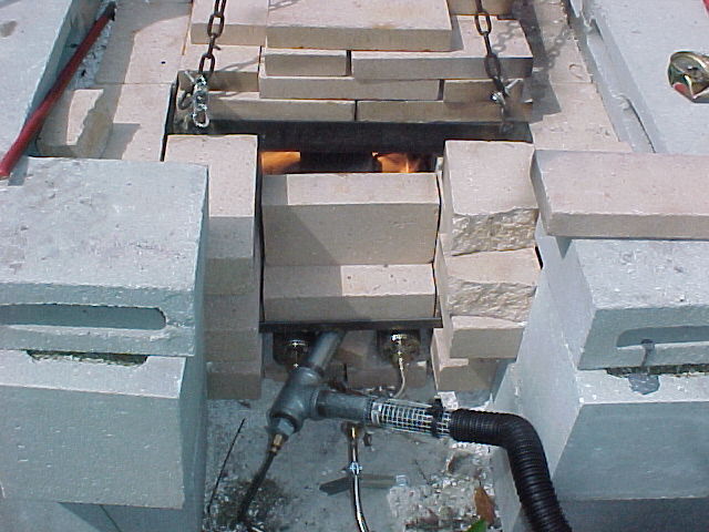 front of the furnace with top on showing the first heats